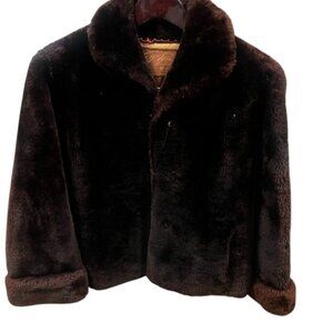 Beaver vintage coat,I J FOX, fully lined, cuff sleeves, double pocket, mob wife